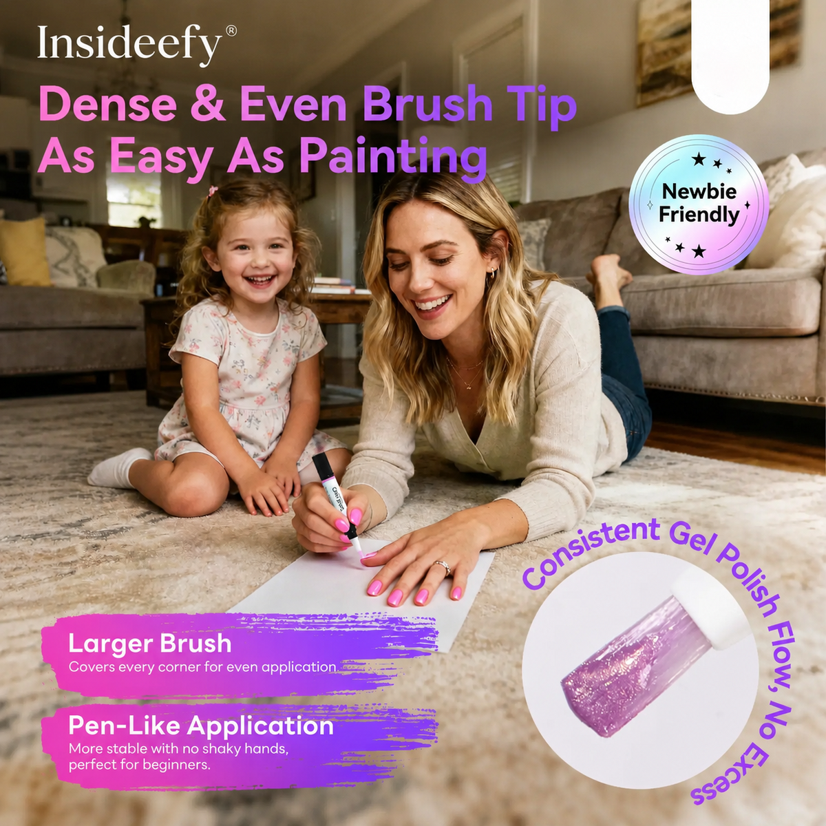 Insideefy® 5-in-1 Gel Nail Polish Pen, Aurora Effect Gel Nail Pen with Base Color