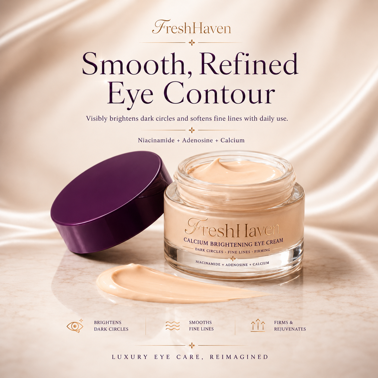 Limited-Time 50% Off Offer. FreshHaven Calcium Dark Spot Eye Cream  Look Less Tired — Even Before Makeup